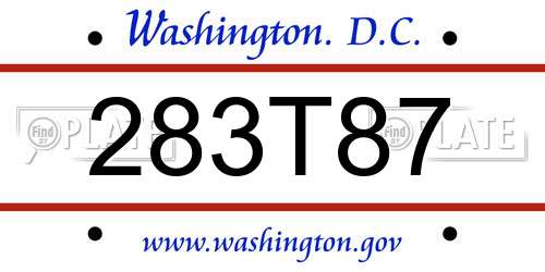 283T87 District Of Columbia License Plate