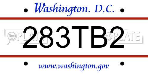 283TB2 District Of Columbia License Plate