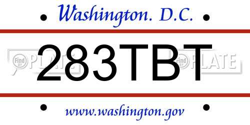283TBT District Of Columbia License Plate
