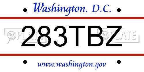 283TBZ District Of Columbia License Plate