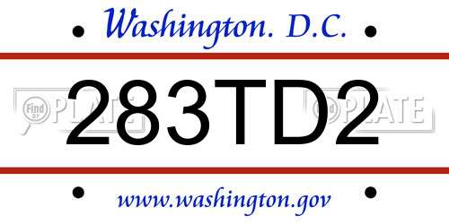 283TD2 District Of Columbia License Plate