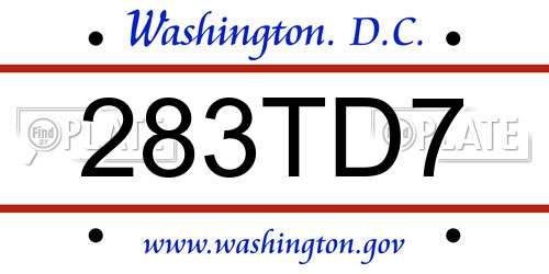 283TD7 District Of Columbia License Plate