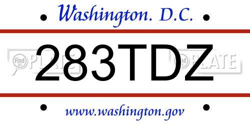 283TDZ District Of Columbia License Plate