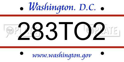 283TO2 District Of Columbia License Plate