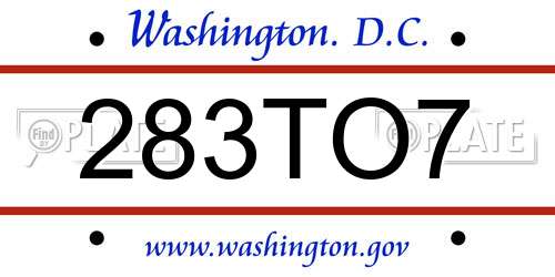 283TO7 District Of Columbia License Plate