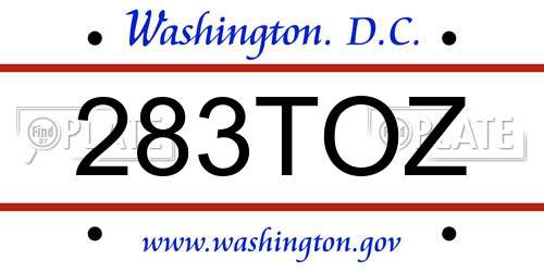 283TOZ District Of Columbia License Plate