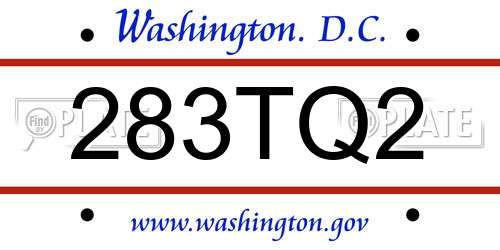 283TQ2 District Of Columbia License Plate