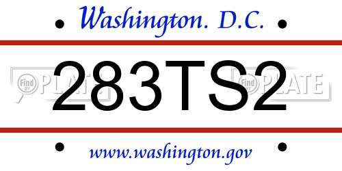 283TS2 District Of Columbia License Plate