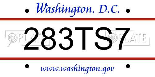 283TS7 District Of Columbia License Plate