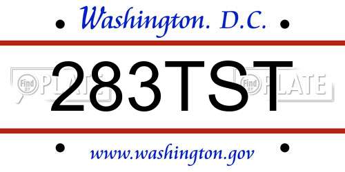 283TST District Of Columbia License Plate