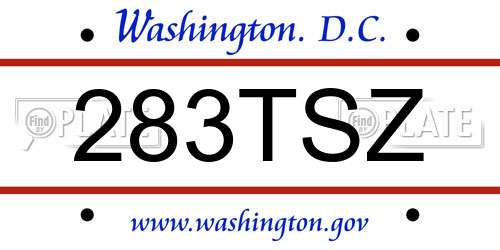 283TSZ District Of Columbia License Plate