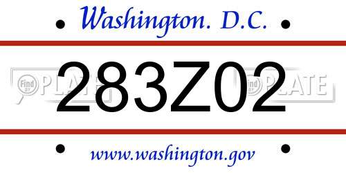 283Z02 District Of Columbia License Plate