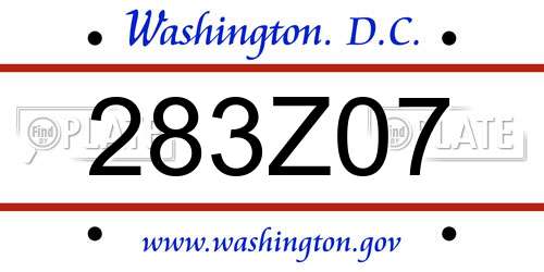 283Z07 District Of Columbia License Plate