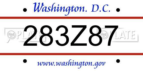 283Z87 District Of Columbia License Plate