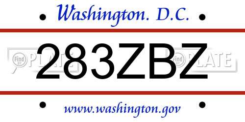 283ZBZ District Of Columbia License Plate
