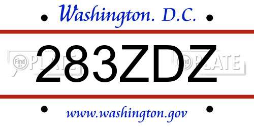 283ZDZ District Of Columbia License Plate