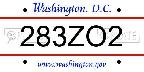 283ZO2 District Of Columbia License Plate