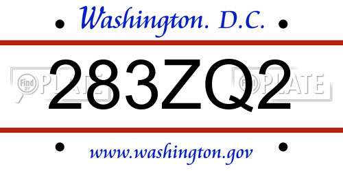 283ZQ2 District Of Columbia License Plate
