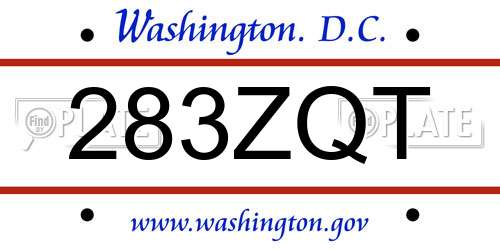 283ZQT District Of Columbia License Plate
