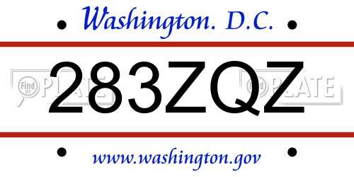 283ZQZ District Of Columbia License Plate