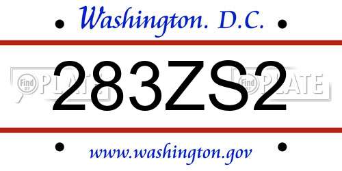283ZS2 District Of Columbia License Plate