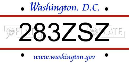 283ZSZ District Of Columbia License Plate