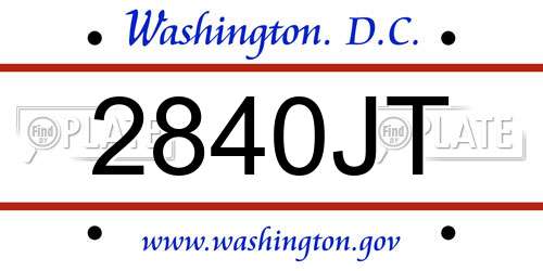 2840JT District Of Columbia License Plate