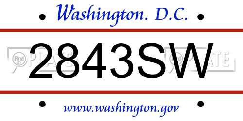 2843SW District Of Columbia License Plate