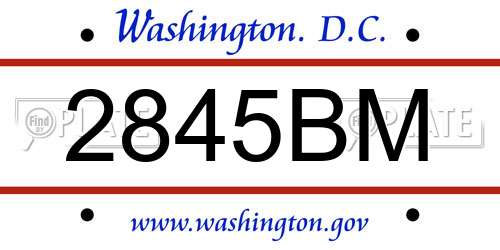 2845BM District Of Columbia License Plate