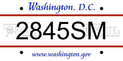 2845SM District Of Columbia License Plate
