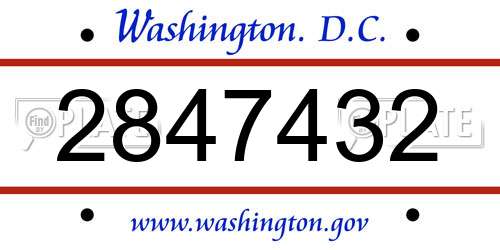 2847432 District Of Columbia License Plate