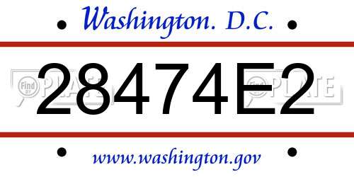 28474E2 District Of Columbia License Plate