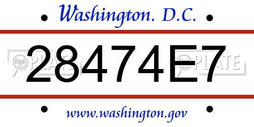 28474E7 District Of Columbia License Plate