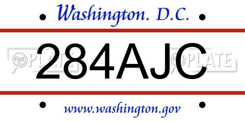 284AJC District Of Columbia License Plate