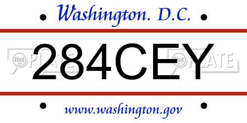 284CEY District Of Columbia License Plate