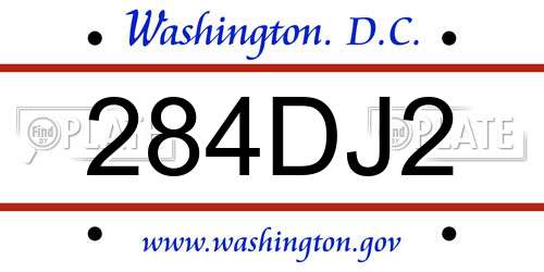 284DJ2 District Of Columbia License Plate