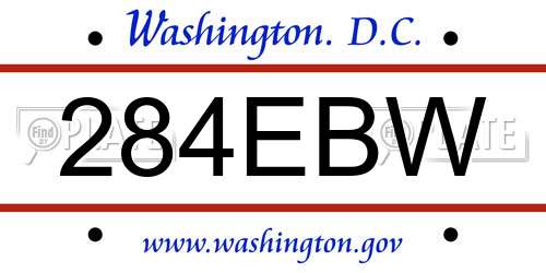 284EBW District Of Columbia License Plate