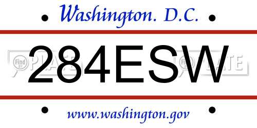 284ESW District Of Columbia License Plate