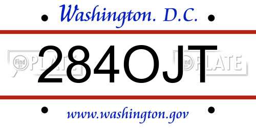 284OJT District Of Columbia License Plate