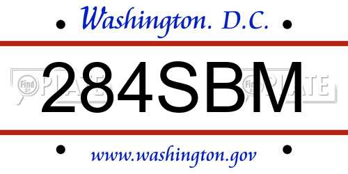 284SBM District Of Columbia License Plate