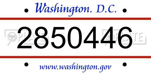 2850446 District Of Columbia License Plate