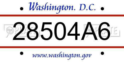 28504A6 District Of Columbia License Plate