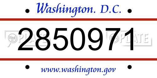 2850971 District Of Columbia License Plate