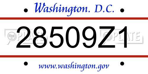 28509Z1 District Of Columbia License Plate
