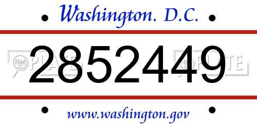 2852449 District Of Columbia License Plate