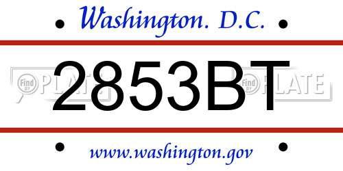 2853BT District Of Columbia License Plate