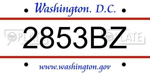2853BZ District Of Columbia License Plate