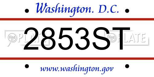2853ST District Of Columbia License Plate