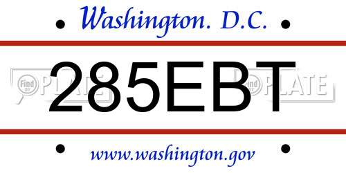285EBT District Of Columbia License Plate