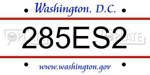 285ES2 District Of Columbia License Plate